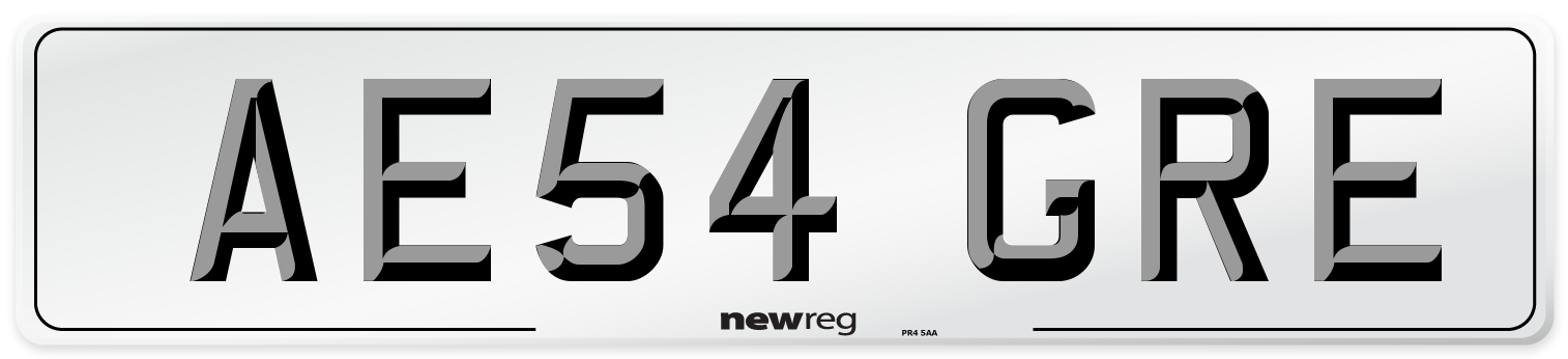 AE54 GRE Number Plate from New Reg